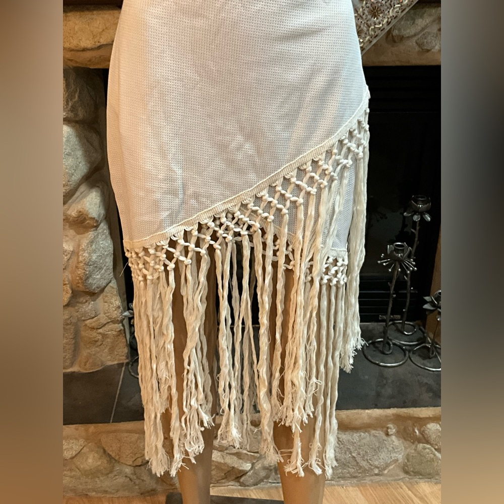 Elegant Cream Fringe with tassel details summer/ beach dress M - Picture 13 of 13